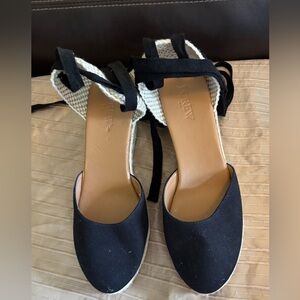 J crew Ankle Tie Espadrille Flats - Black